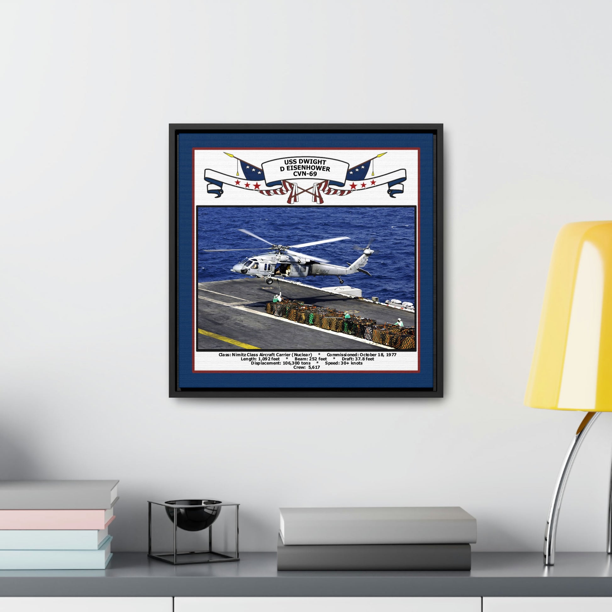 USS Dwight D Eisenhower CVN-69 Navy Floating Frame Photo Desk View