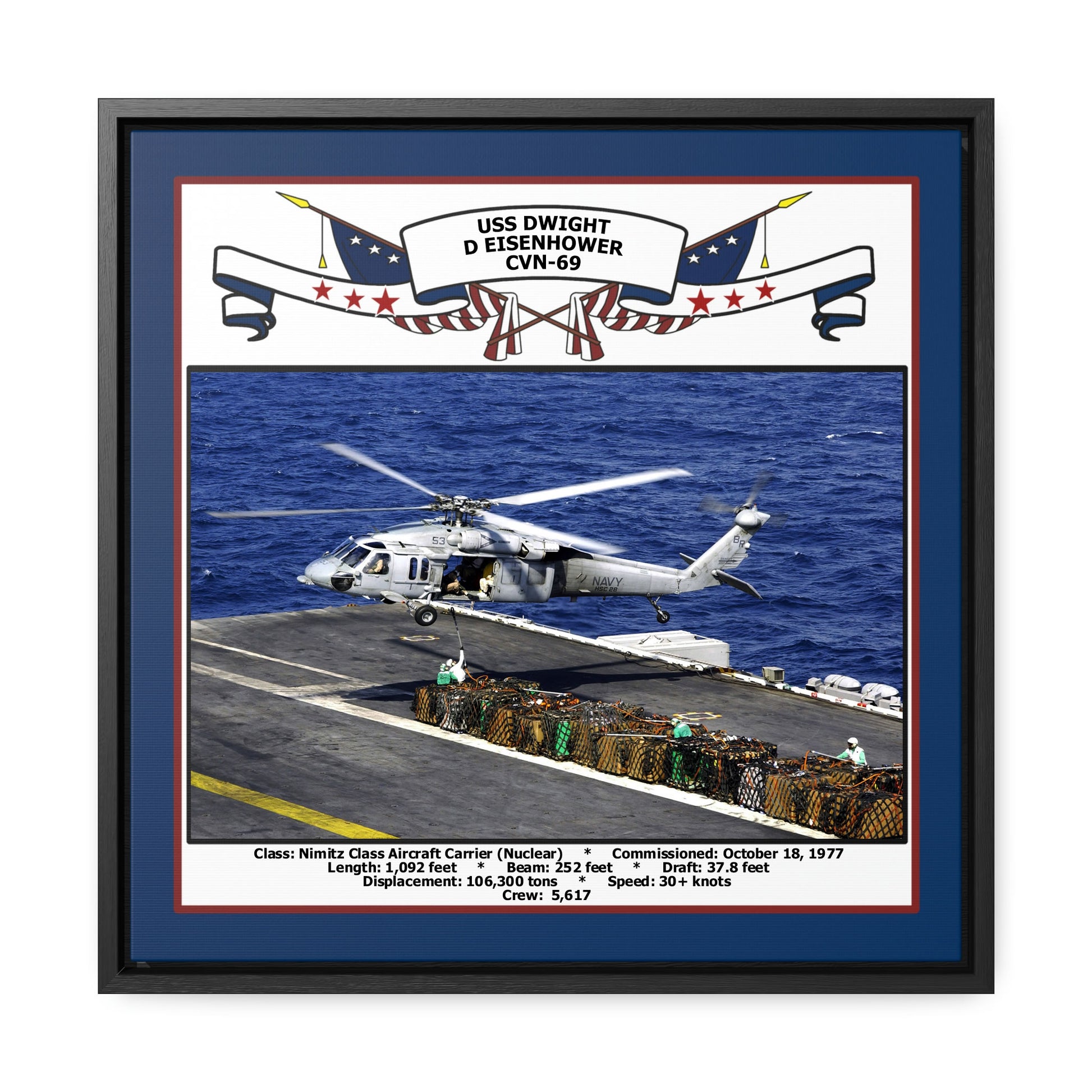 USS Dwight D Eisenhower CVN-69 Navy Floating Frame Photo Front View
