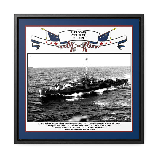 USS John C Butler DE-339 Navy Floating Frame Photo Front View