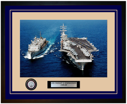 USS DWIGHT D EISENHOWER CVN-69 Framed Navy Ship Photo Blue