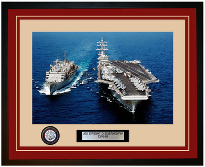 USS DWIGHT D EISENHOWER CVN-69 Framed Navy Ship Photo Burgundy