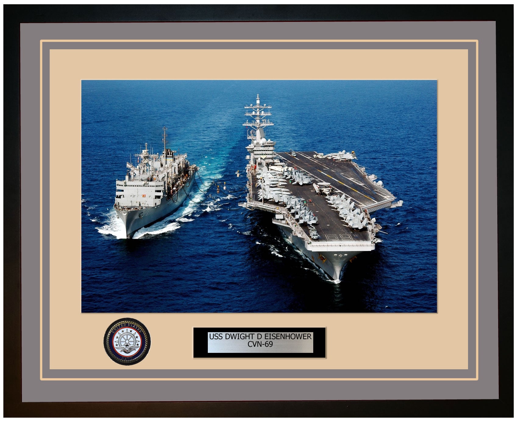 USS DWIGHT D EISENHOWER CVN-69 Framed Navy Ship Photo Grey