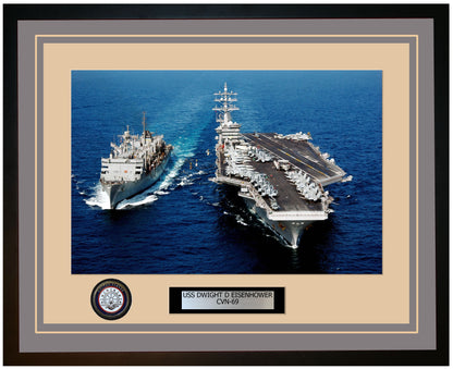 USS DWIGHT D EISENHOWER CVN-69 Framed Navy Ship Photo Grey