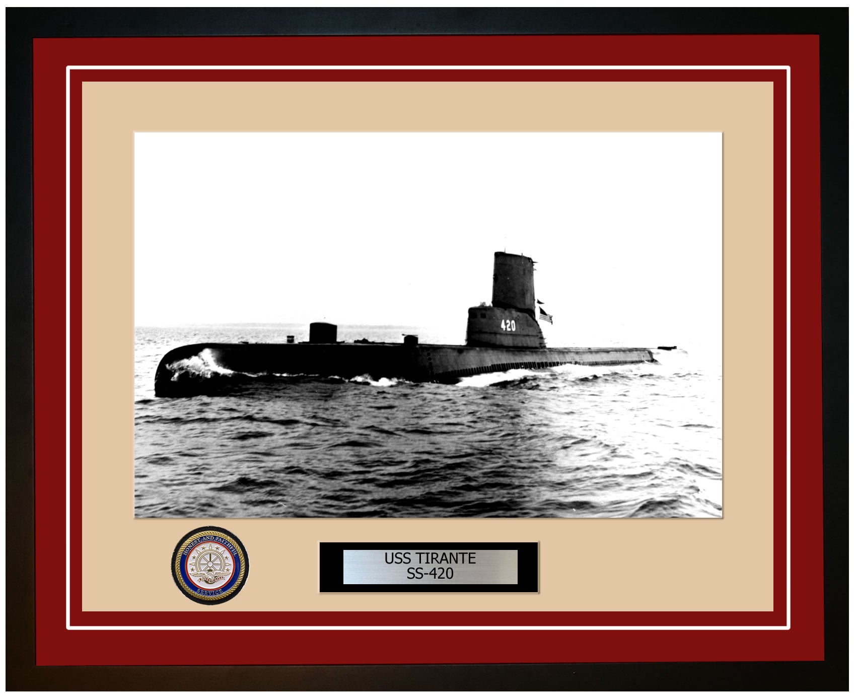 USS Tirante SS-420 Framed Navy Ship Photo Burgundy