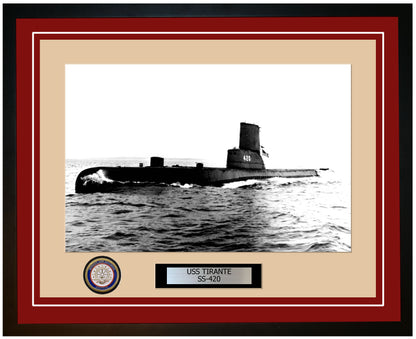 USS Tirante SS-420 Framed Navy Ship Photo Burgundy