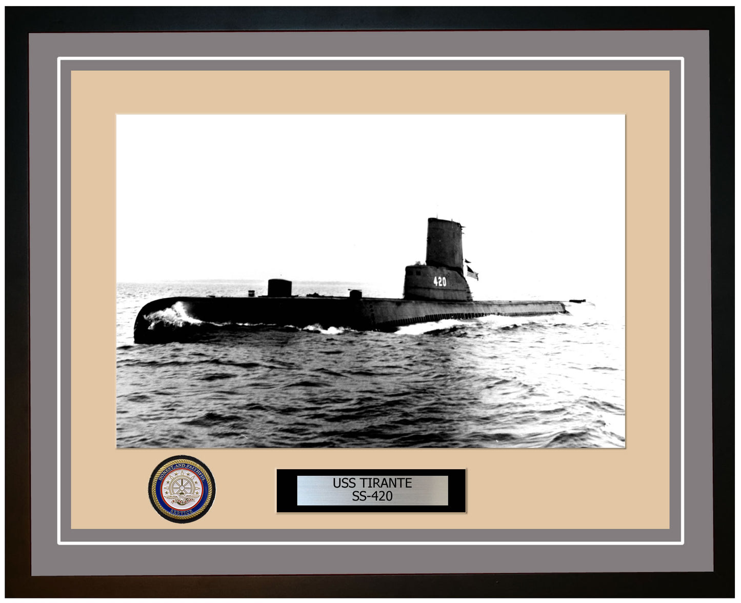 USS Tirante SS-420 Framed Navy Ship Photo Grey