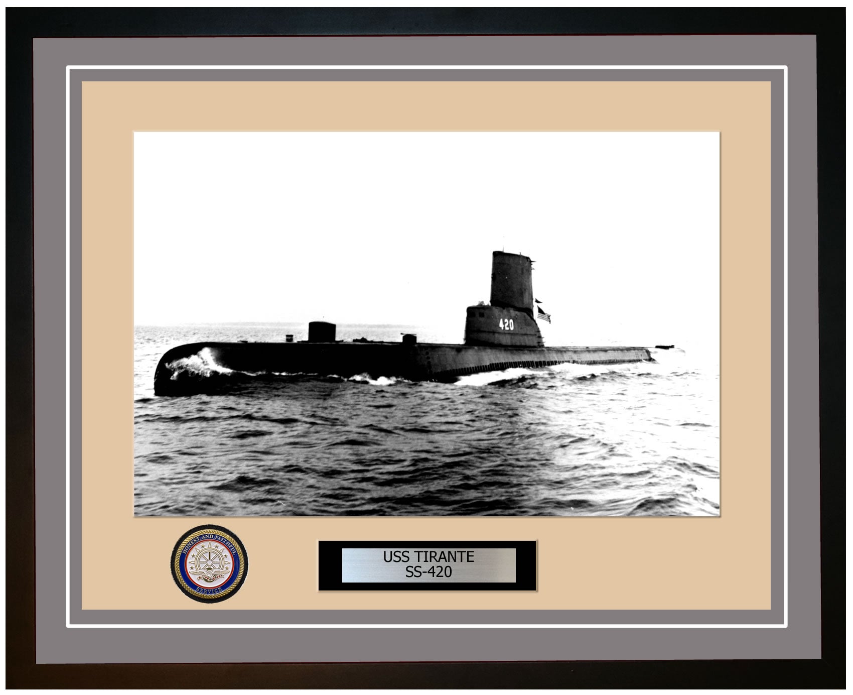 USS Tirante SS-420 Framed Navy Ship Photo Grey