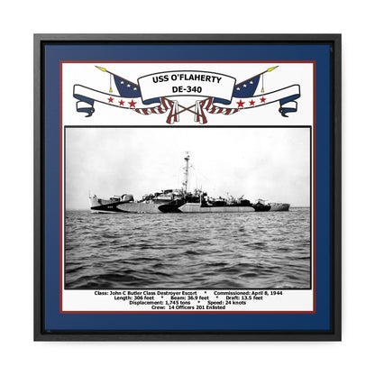 USS Oflaherty DE-340 Navy Floating Frame Photo Front View