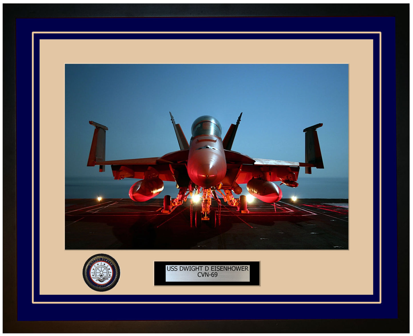 USS DWIGHT D EISENHOWER CVN-69 Framed Navy Ship Photo Blue