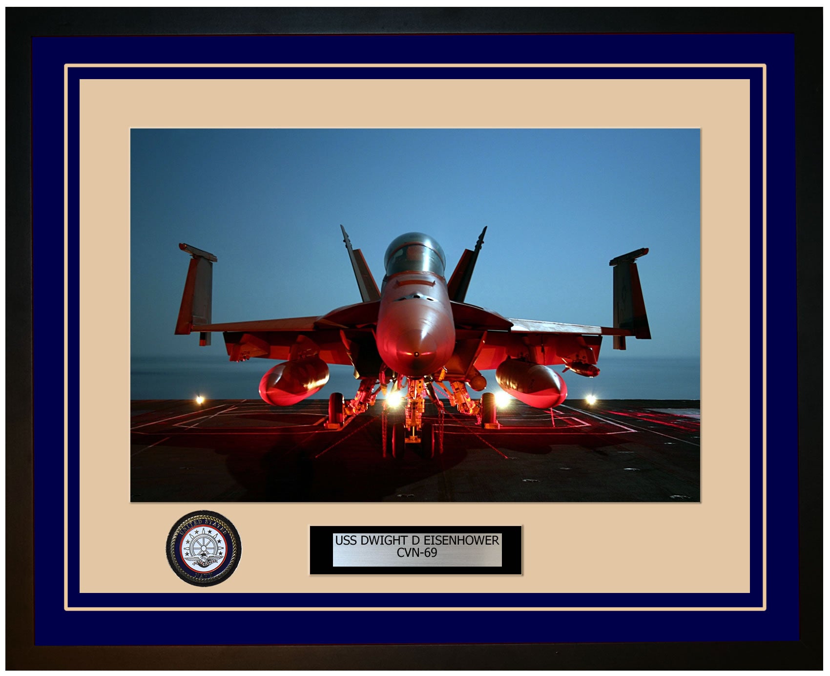 USS DWIGHT D EISENHOWER CVN-69 Framed Navy Ship Photo Blue