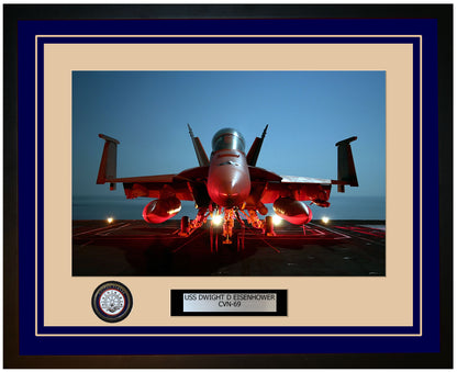 USS DWIGHT D EISENHOWER CVN-69 Framed Navy Ship Photo Blue