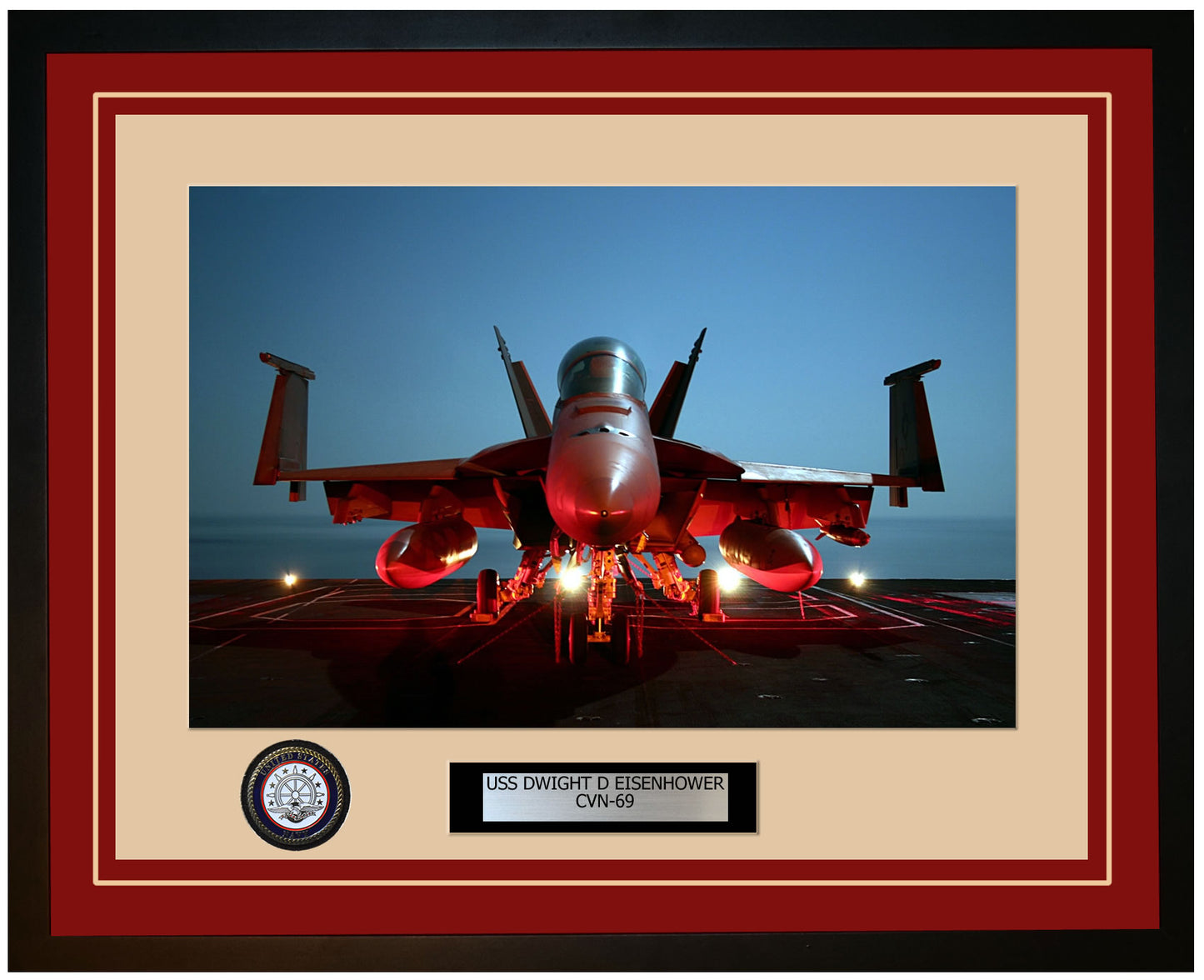 USS DWIGHT D EISENHOWER CVN-69 Framed Navy Ship Photo Burgundy