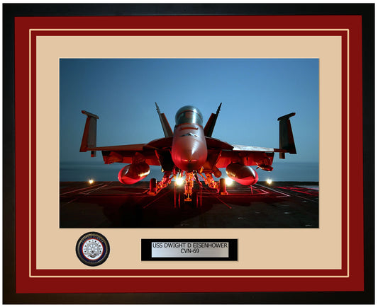 USS DWIGHT D EISENHOWER CVN-69 Framed Navy Ship Photo Burgundy