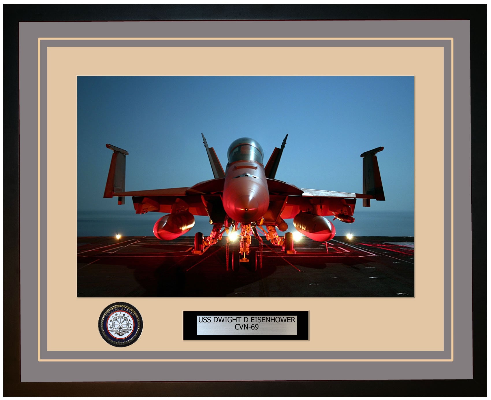 USS DWIGHT D EISENHOWER CVN-69 Framed Navy Ship Photo Grey