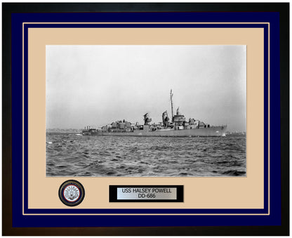 USS HALSEY POWELL DD-686 Framed Navy Ship Photo Blue
