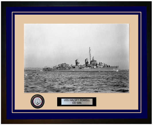 USS HALSEY POWELL DD-686 Framed Navy Ship Photo Blue