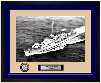 USS Raymond DE-341 Framed Navy Ship Photo Blue