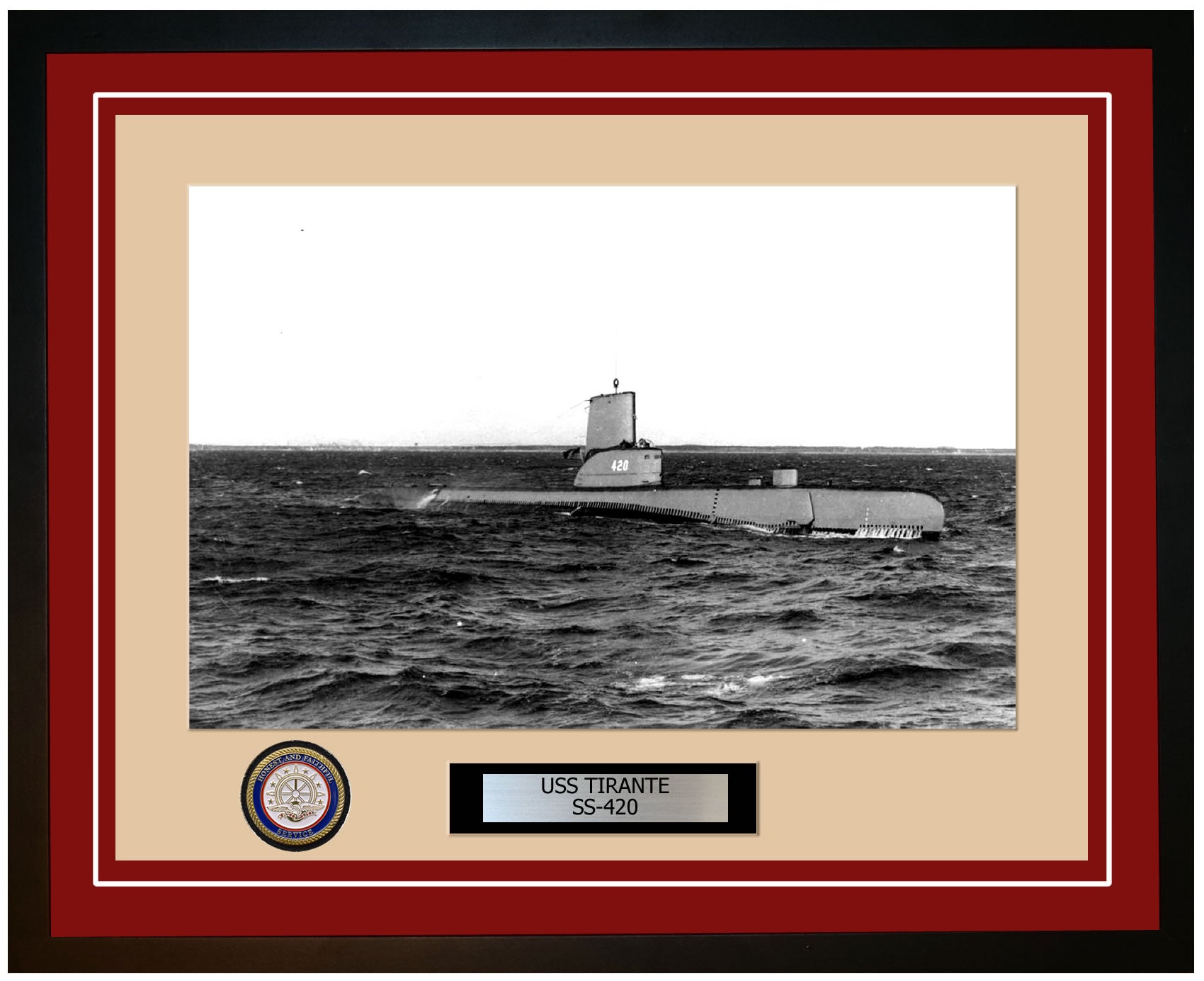 USS Tirante SS-420 Framed Navy Ship Photo Burgundy