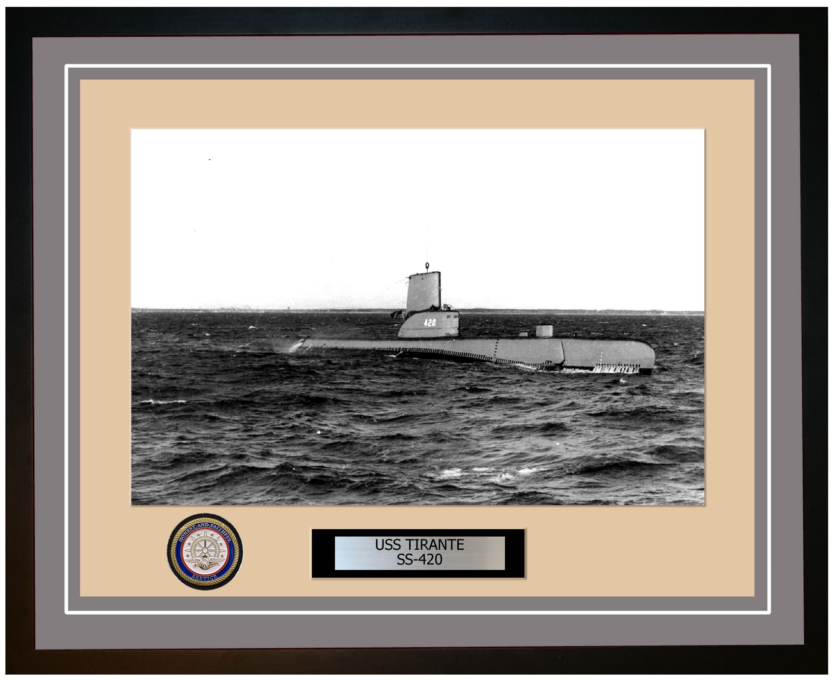 USS Tirante SS-420 Framed Navy Ship Photo Grey
