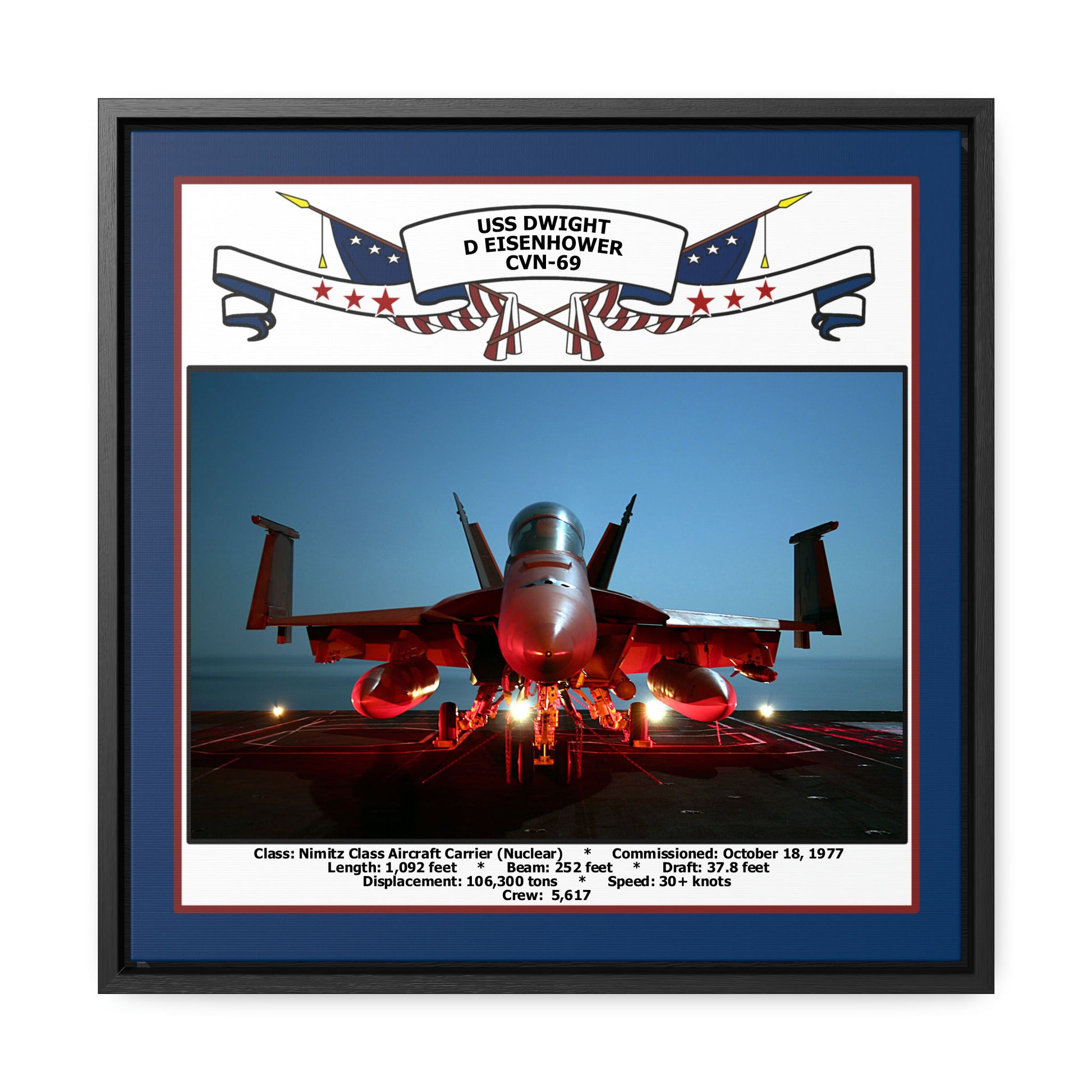 USS Dwight D Eisenhower CVN-69 Navy Floating Frame Photo Front View