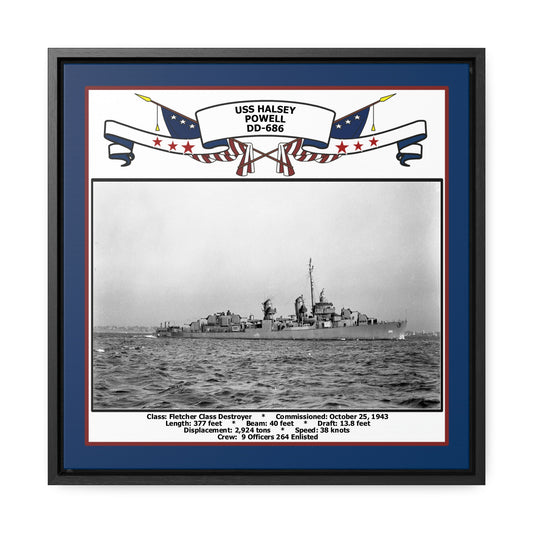 USS Halsey Powell DD-686 Navy Floating Frame Photo Front View