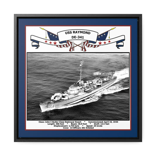 USS Raymond DE-341 Navy Floating Frame Photo Front View