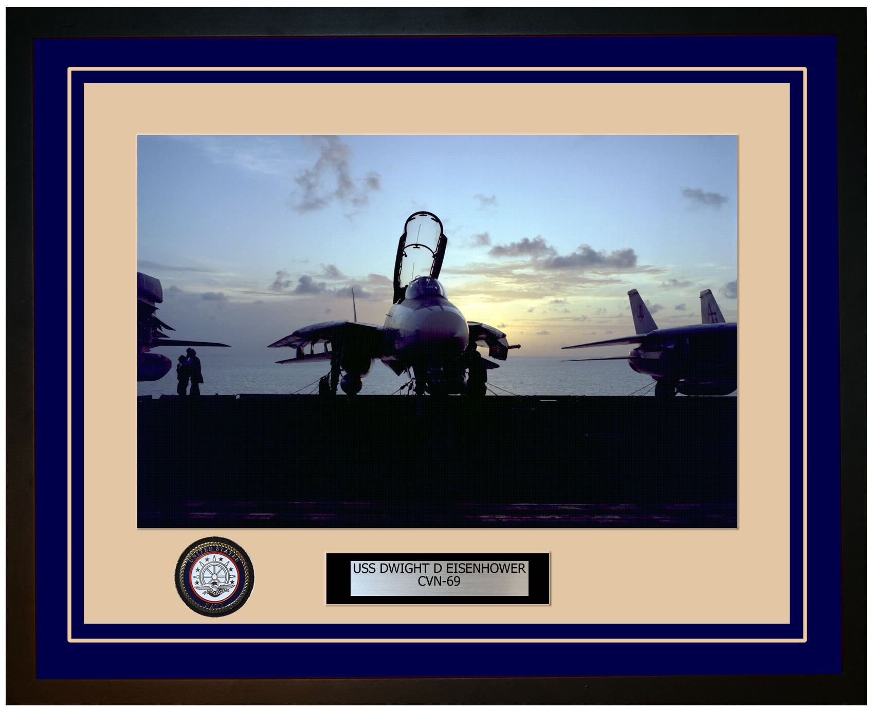 USS DWIGHT D EISENHOWER CVN-69 Framed Navy Ship Photo Blue