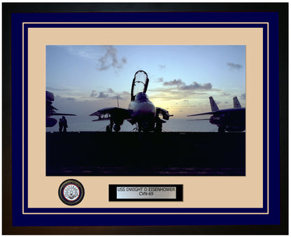 USS DWIGHT D EISENHOWER CVN-69 Framed Navy Ship Photo Blue