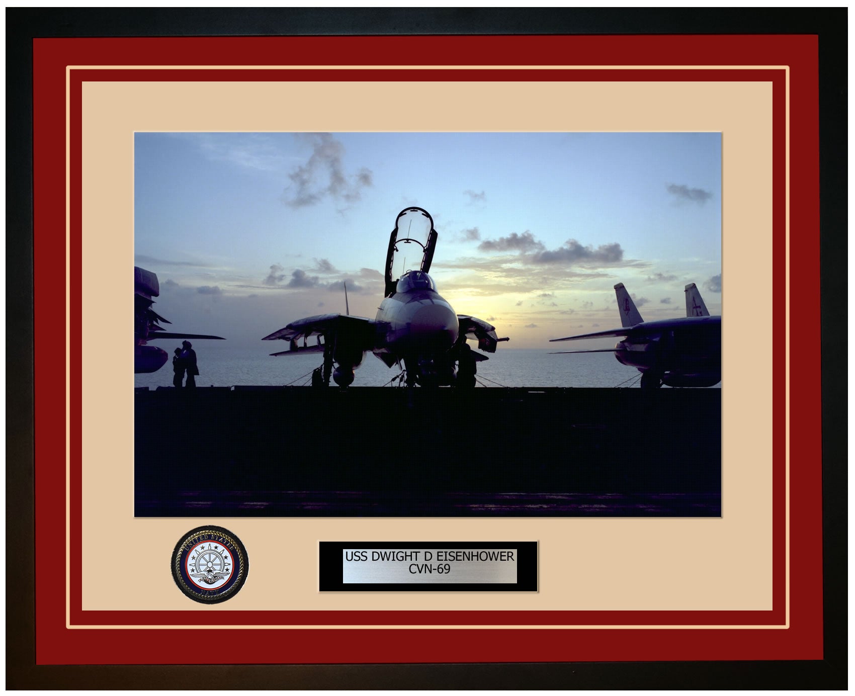 USS DWIGHT D EISENHOWER CVN-69 Framed Navy Ship Photo Burgundy