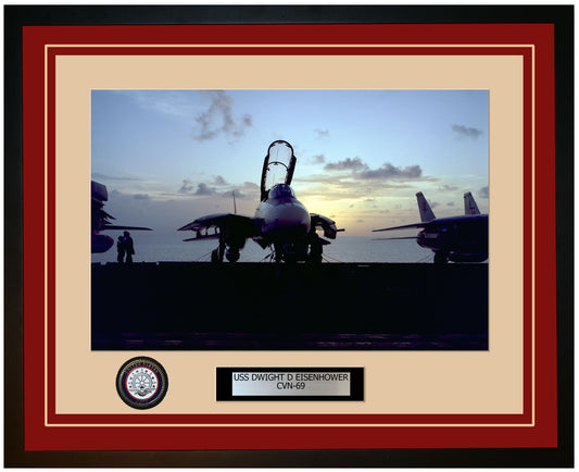 USS DWIGHT D EISENHOWER CVN-69 Framed Navy Ship Photo Burgundy