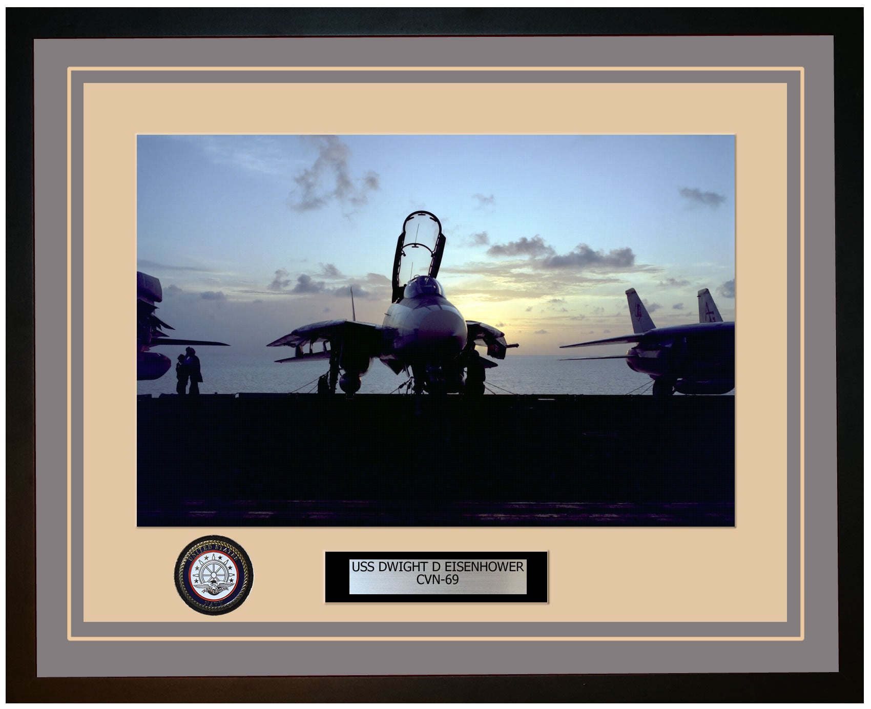 USS DWIGHT D EISENHOWER CVN-69 Framed Navy Ship Photo Grey