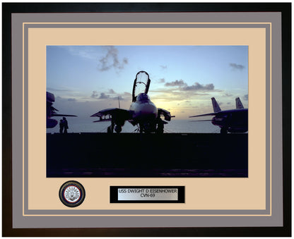 USS DWIGHT D EISENHOWER CVN-69 Framed Navy Ship Photo Grey