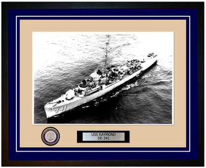USS Raymond DE-341 Framed Navy Ship Photo Blue