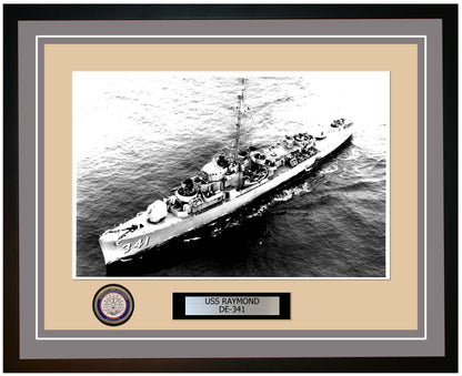 USS Raymond DE-341 Framed Navy Ship Photo Grey