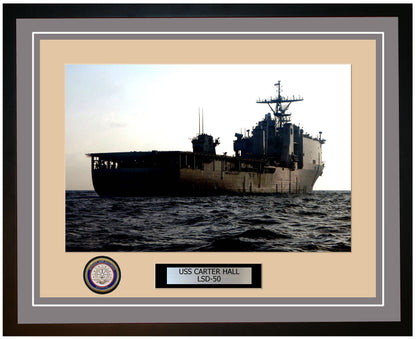 USS Carter Hall LSD-50 Framed Navy Ship Photo Grey