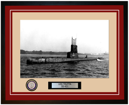 USS Trutta SS-421 Framed Navy Ship Photo Burgundy