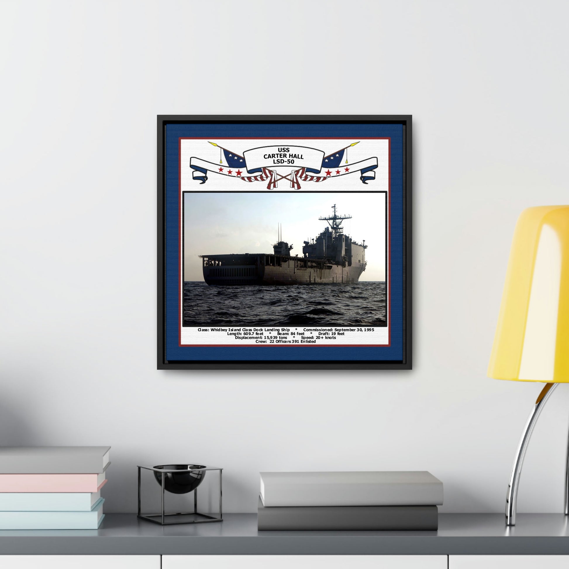 USS Carter Hall LSD-50 Navy Floating Frame Photo Desk View