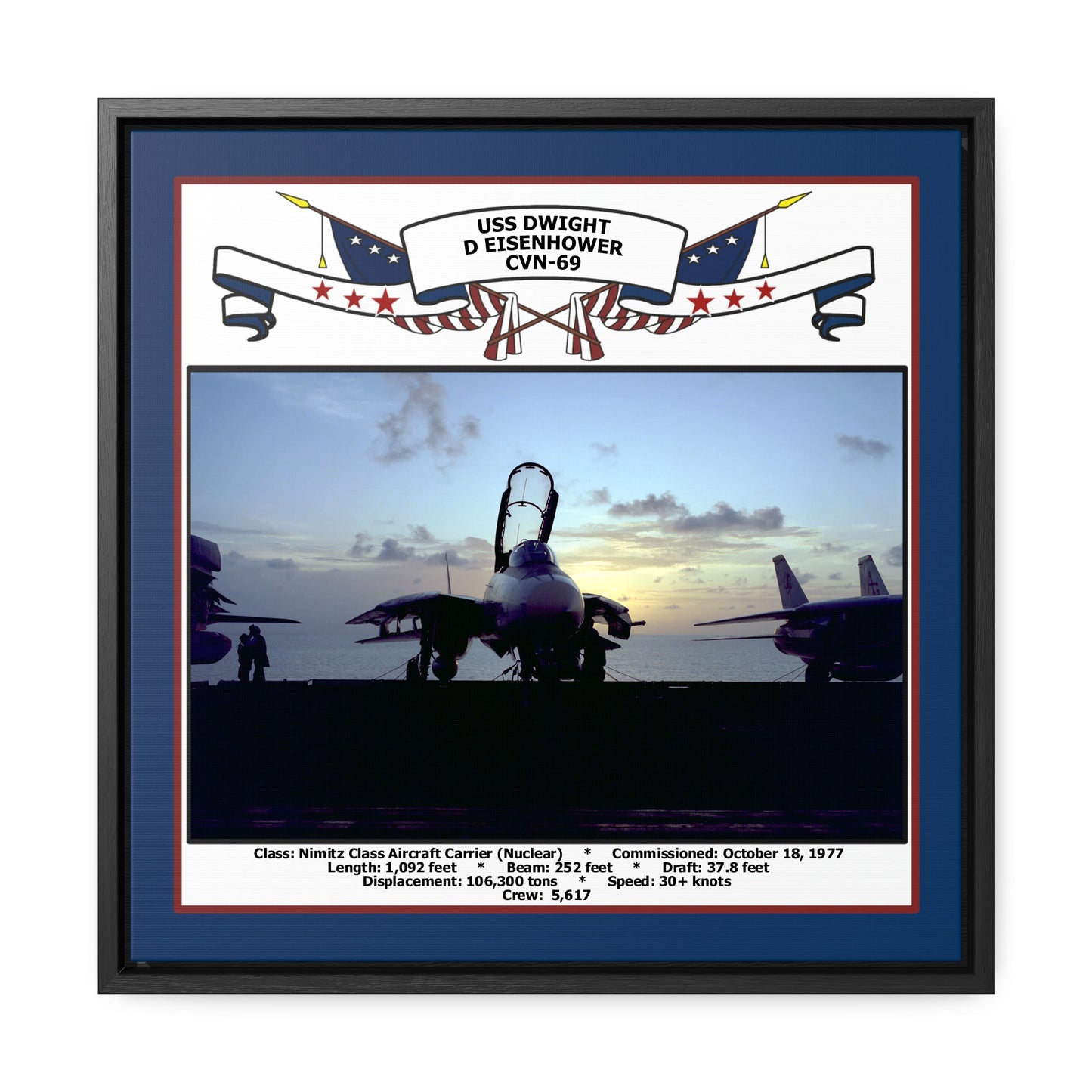 USS Dwight D Eisenhower CVN-69 Navy Floating Frame Photo Front View