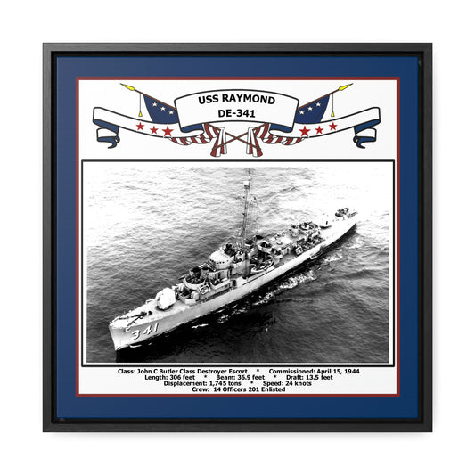 USS Raymond DE-341 Navy Floating Frame Photo Front View