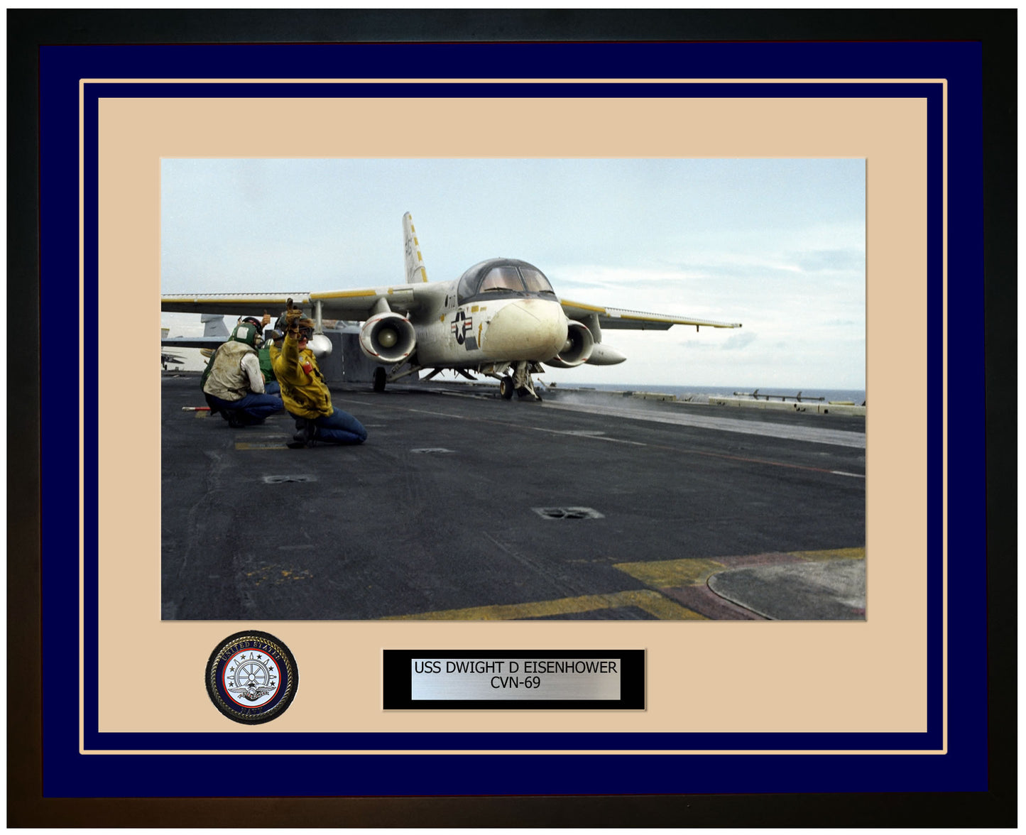 USS DWIGHT D EISENHOWER CVN-69 Framed Navy Ship Photo Blue