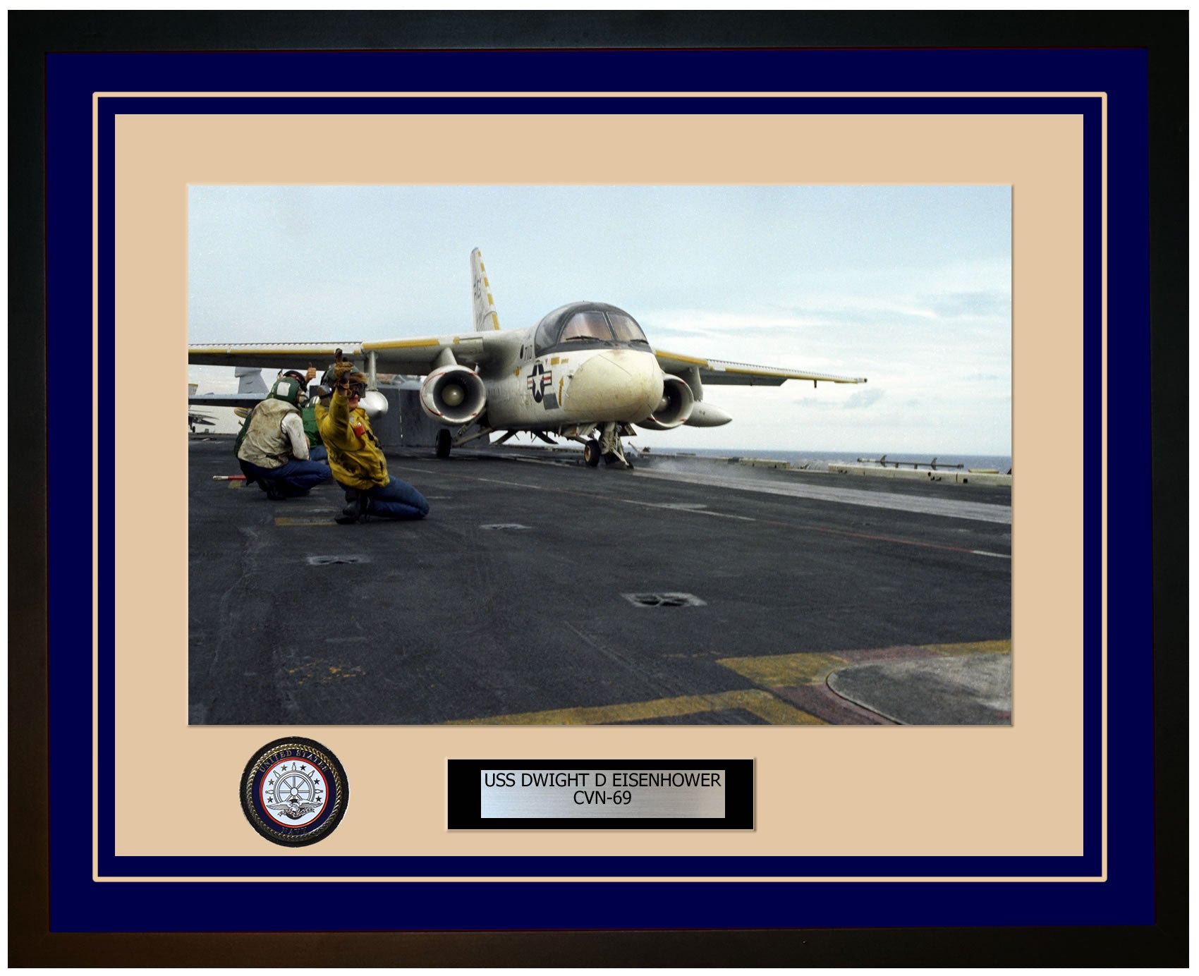 USS DWIGHT D EISENHOWER CVN-69 Framed Navy Ship Photo Blue