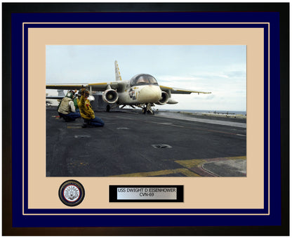 USS DWIGHT D EISENHOWER CVN-69 Framed Navy Ship Photo Blue