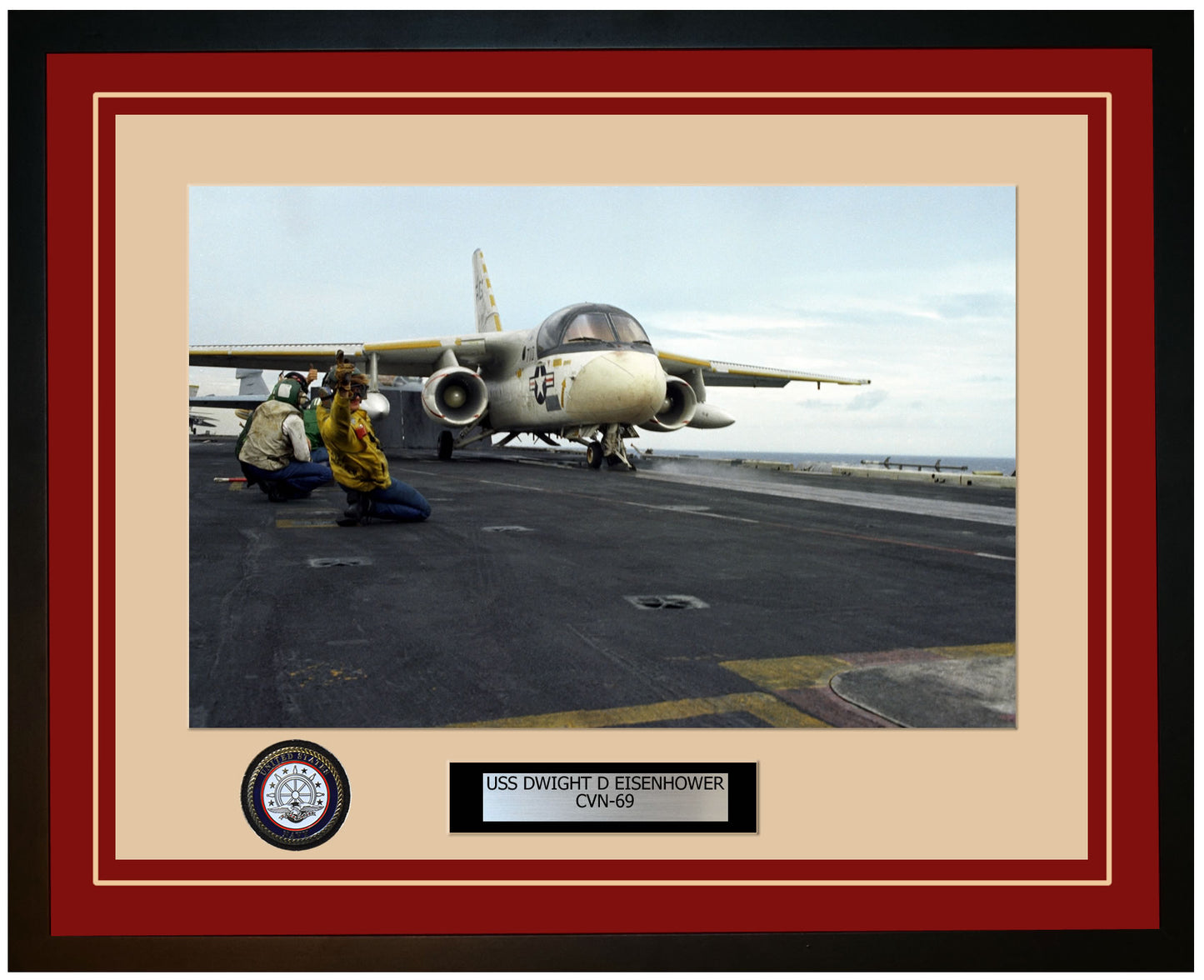 USS DWIGHT D EISENHOWER CVN-69 Framed Navy Ship Photo Burgundy