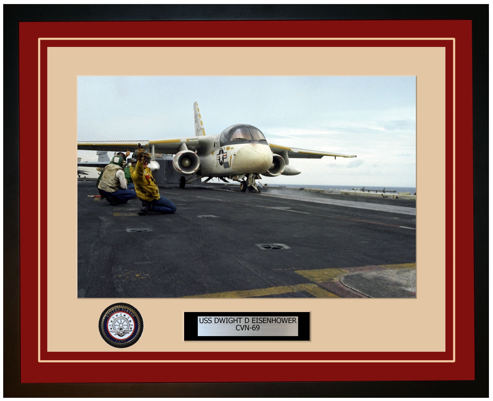 USS DWIGHT D EISENHOWER CVN-69 Framed Navy Ship Photo Burgundy
