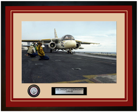 USS DWIGHT D EISENHOWER CVN-69 Framed Navy Ship Photo Burgundy
