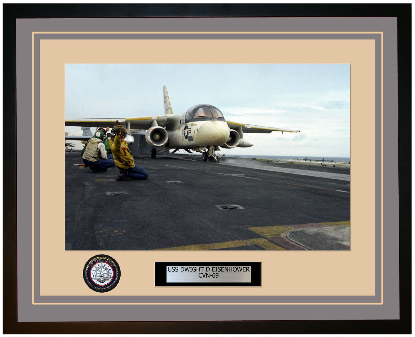 USS DWIGHT D EISENHOWER CVN-69 Framed Navy Ship Photo Grey