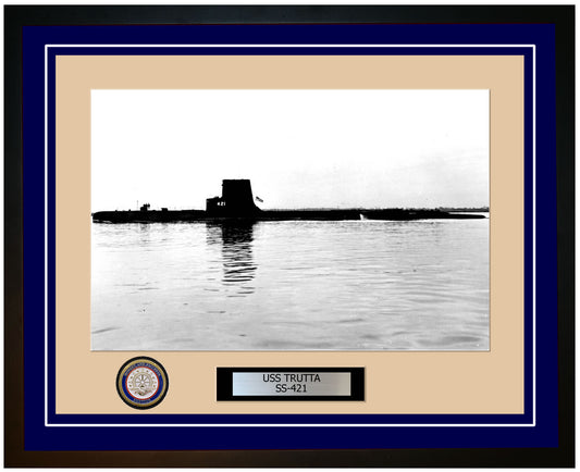 USS Trutta SS-421 Framed Navy Ship Photo Blue