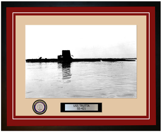 USS Trutta SS-421 Framed Navy Ship Photo Burgundy