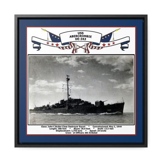 USS Abercrombie DE-343 Navy Floating Frame Photo Front View