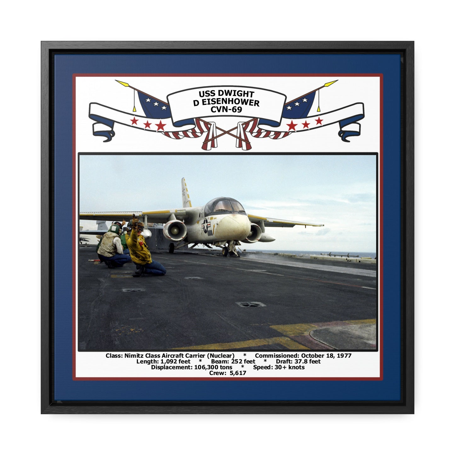 USS Dwight D Eisenhower CVN-69 Navy Floating Frame Photo Front View